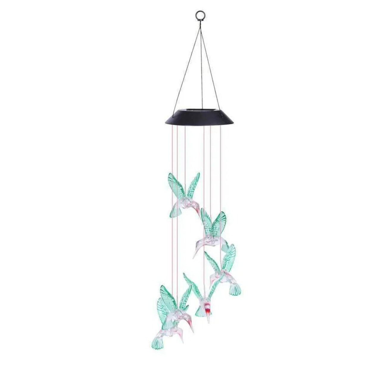 Color-Changing LED Solar Powered Hummingbird Wind Chime Lights Yard Garden Decor